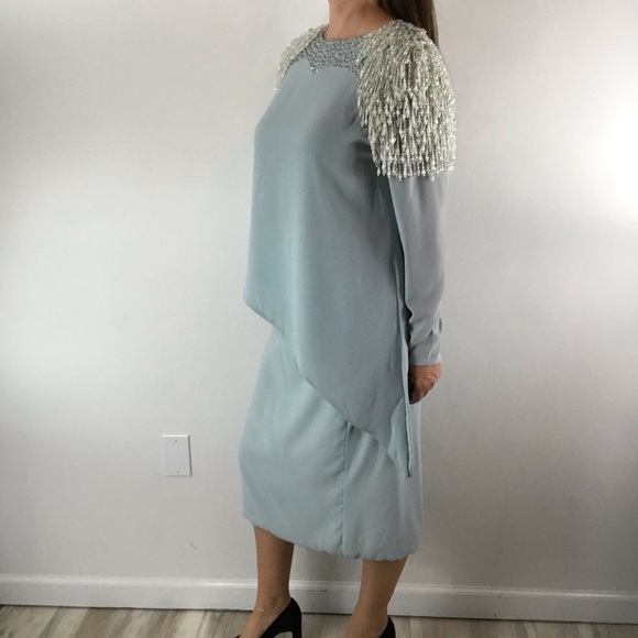 VINTAGE 60’s 70’s Bead Embellished Evening Formal Cocktail Party Top Skirt Set - Picture 4 of 16